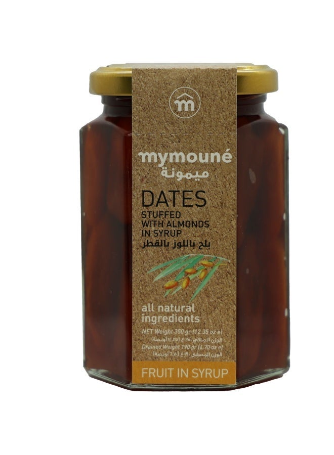 Mymoune Dates Stuffed with Almonds 350g | Traditional Lebanese Dates in Syrup - Image 1