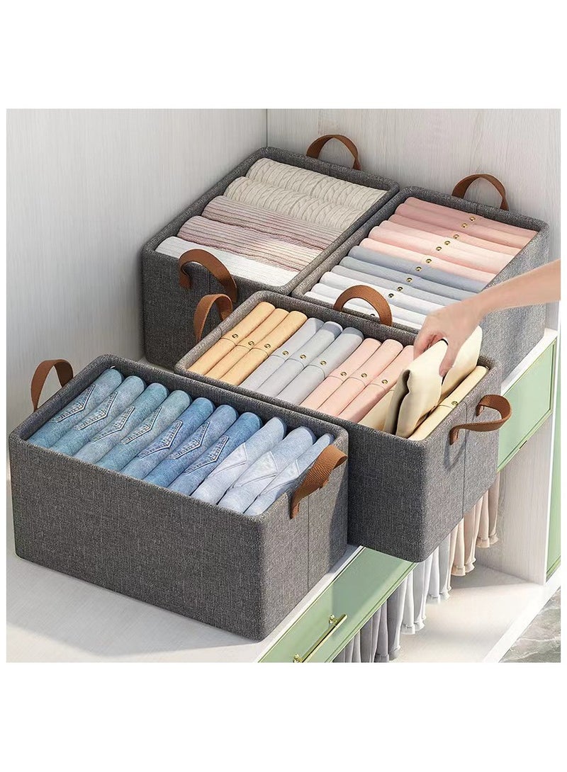 1PCS Foldable Closet Storage Organizer Bedroom Clothes Storage and Organization Box Closet Storage Box with Carrying Handles Thickened Steel Frame Toy Organizer Box for Clothes Wardrobe Home Bedroom  - Image 4
