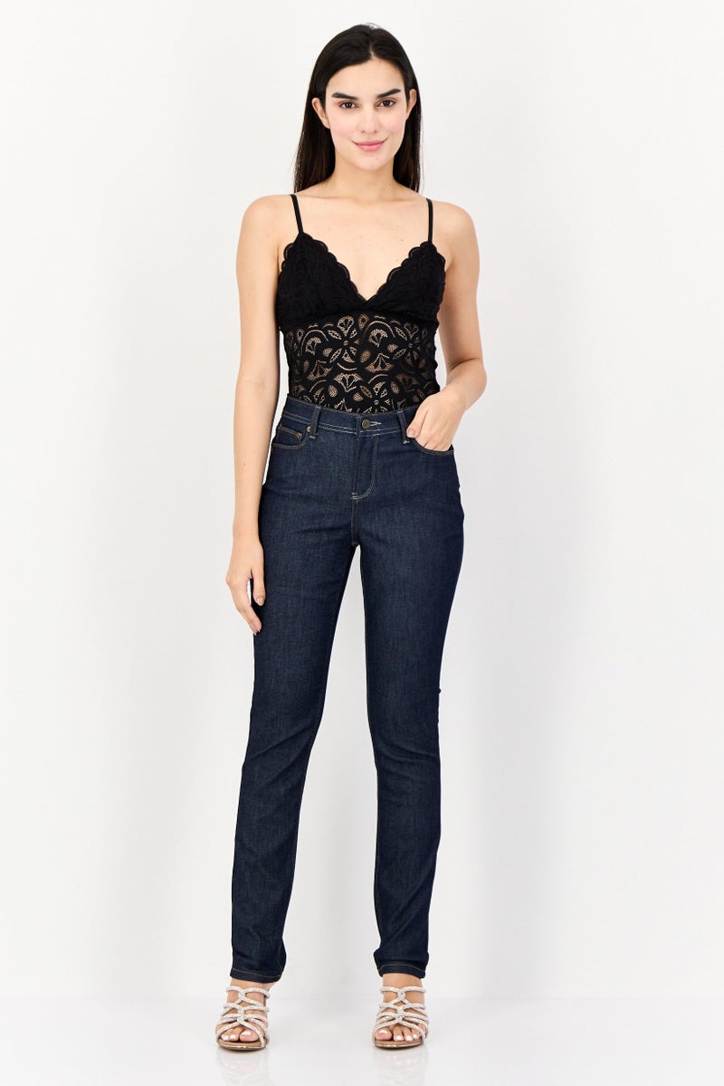 Robe Di Kappa Women Perfect Fit High Waist Washed Stretchable Denim, Navy - Image 2