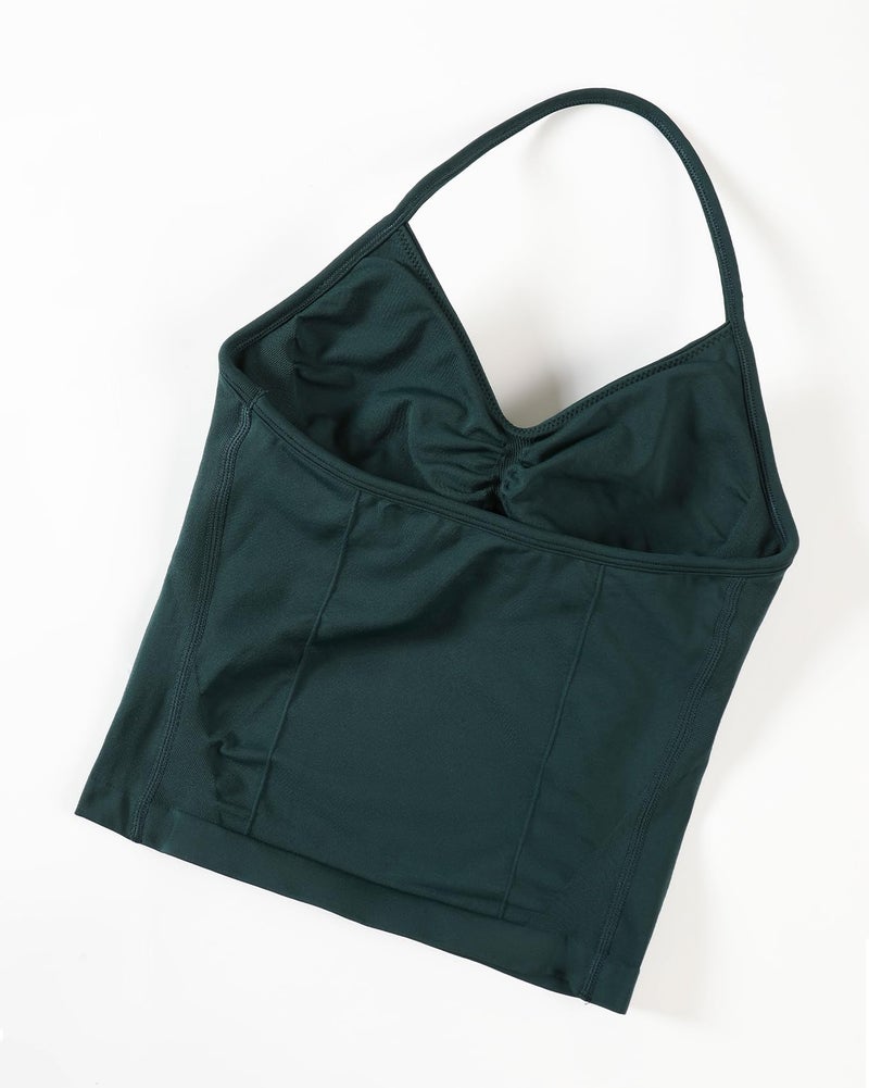 AUROLA Influence Longline Strappy Workout Halter Tops for Women,Removable Cups Padded Bras Impact Gym Yoga Sleeveless Tank Top,Ponderosa Green,M - Image 4