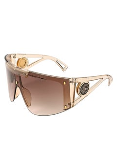 FEISEDY Sunglasses For Women One Piece Oversized Sunglasses For Men And Women Wrap Shield Sunglasses For Cycling Driving Vacation (B4027 Champagne Frame & Gradual Tea Lens)  - Image 1