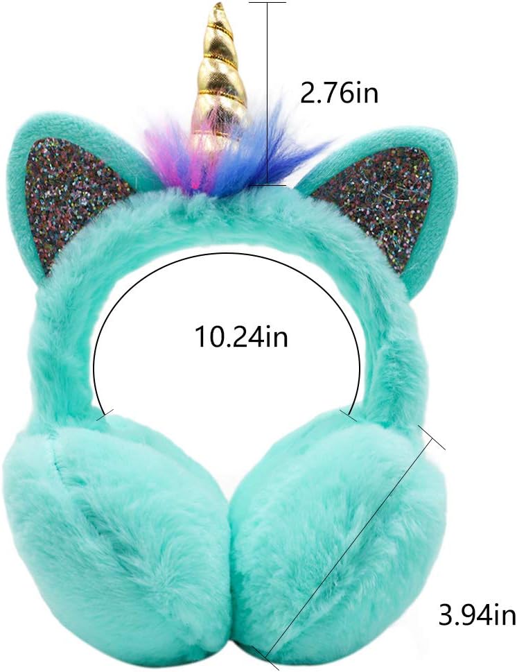 Ztl Unicorn Earmuffs for Girls Kids Women Soft Plush Ear Warmers Winter Ear Muffs - Image 2