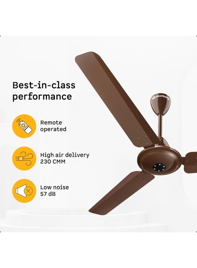 atomberg Efficio Alpha 1200mm BLDC Ceiling Fan with Remote Control | BEE 5 star Rated Energy Efficient Ceiling Fan | High Air Delivery with LED Indicators | 2 Year Warranty (Gloss Brown) - Image 2