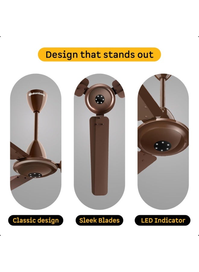 atomberg Efficio Alpha 1200mm BLDC Ceiling Fan with Remote Control | BEE 5 star Rated Energy Efficient Ceiling Fan | High Air Delivery with LED Indicators | 2 Year Warranty (Gloss Brown) - Image 3