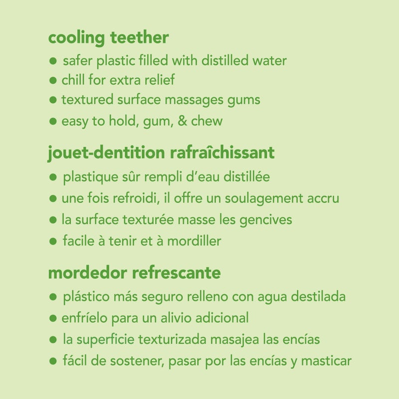 green sprouts Cooling Teether| Soothes gums & promotes healthy oral development |Safer plastic filled with sterilized water,Chill for extra relief,Textured surface to massage gums,2 Count (Pack of 1) Blue - Image 5