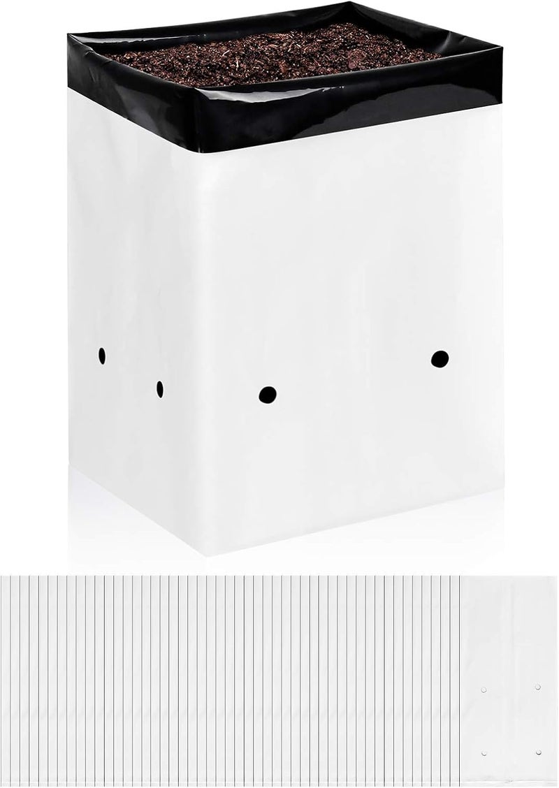 iPower GLGROWBAGFILM3X50 50Pack 3 Gallon Black and White Grow Bags Panda Film Containers for Plants Seedling and Rooting Square Shape - Image 1