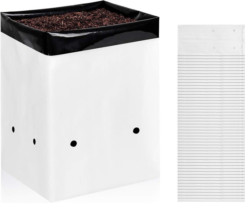 iPower GLGROWBAGFILM3X50 50Pack 3 Gallon Black and White Grow Bags Panda Film Containers for Plants Seedling and Rooting Square Shape - Image 2