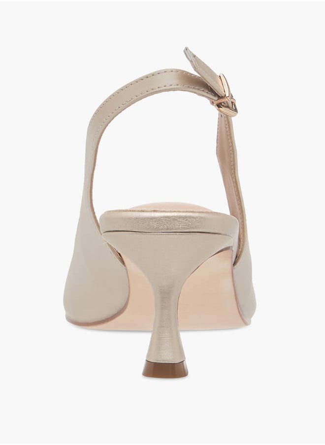 Flora Bella By Shoexpress Women Embellished Slingback Shoes with Kitten Heels and Buckle Closure Ramadan Collection  - Image 5