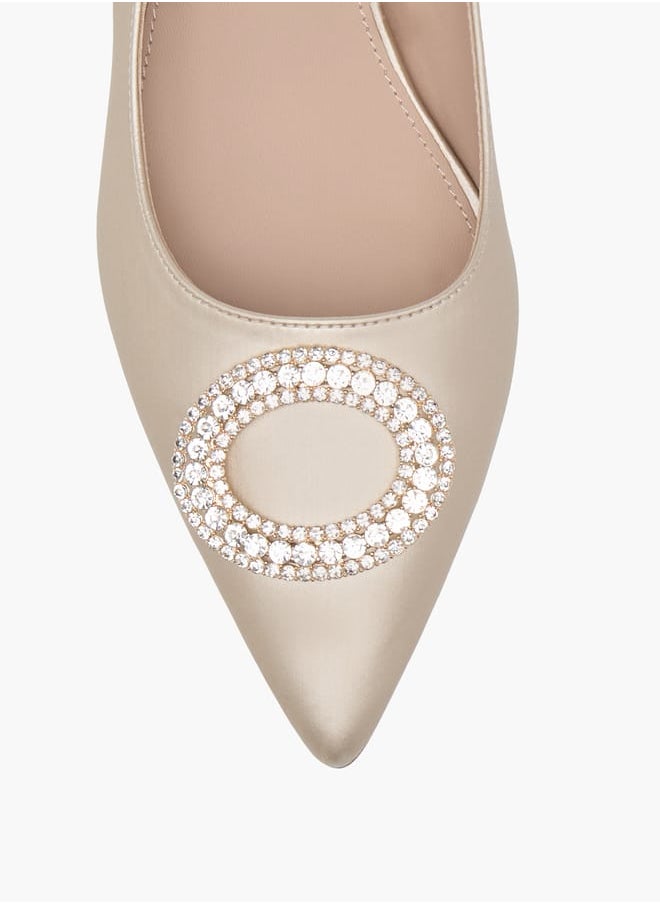 Flora Bella By Shoexpress Women Embellished Slingback Shoes with Kitten Heels and Buckle Closure Ramadan Collection  - Image 4