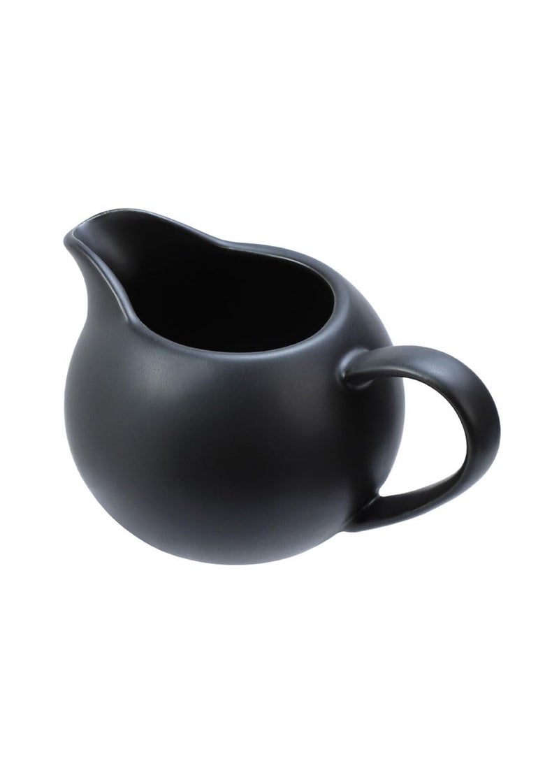 FUYU Matte Ceramic Simple Creamer with Handle Small Coffee Milk Creamer Pitcher 8oz Black 