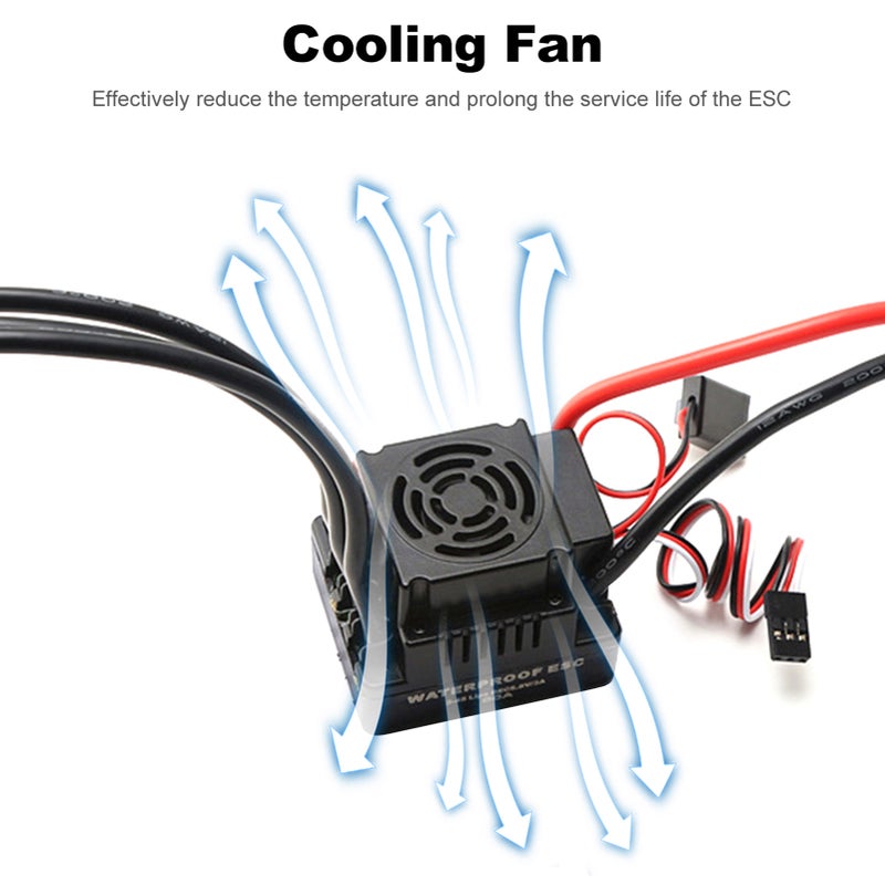 Waterproof 3660 3800KV Brushless Motor 80A Brushless ESC Programming Card With Motor Heat Sink Cooling Fan Combo Set for 1/8 Remote Control Car Truck - Image 5