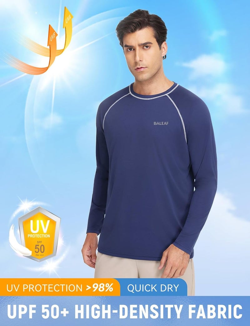 Baleaf Men's Sun Protection Shirts UV SPF UPF 50+ Long Sleeve Rash Guard Fishing Running Quick Dry Lightweight - Image 4
