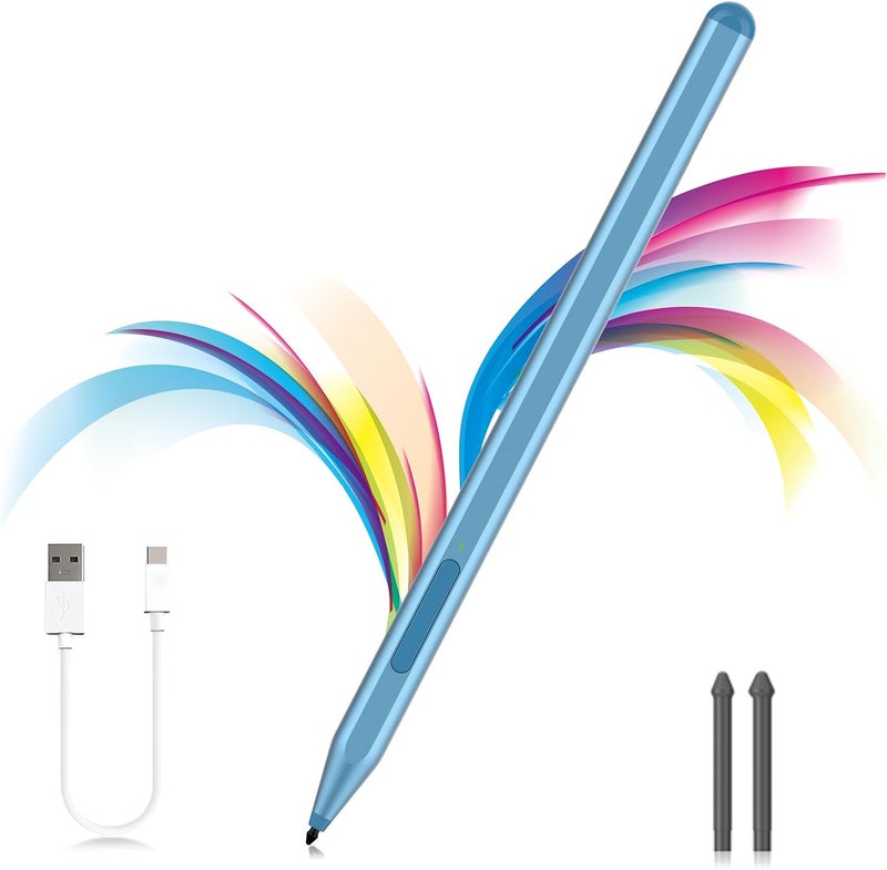 Milikilo Stylus Pen for Microsoft Surface Pro 12/11/10/9/8/X/7+/6/5/4/3,Surface Go 4/3/2/1,Surface Laptop 1-6/Studio/Book 3/2/1 with Eraser Side Button,Palm Rejection,Tilt Function,1024 Pressure (Blue) - Image 1