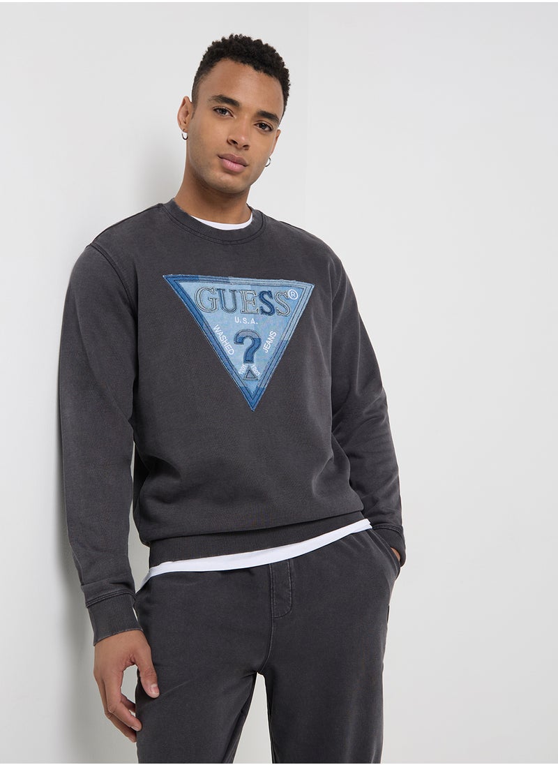 GUESS Crew Neck Logo Detailed Sweatshirt  - Image 1