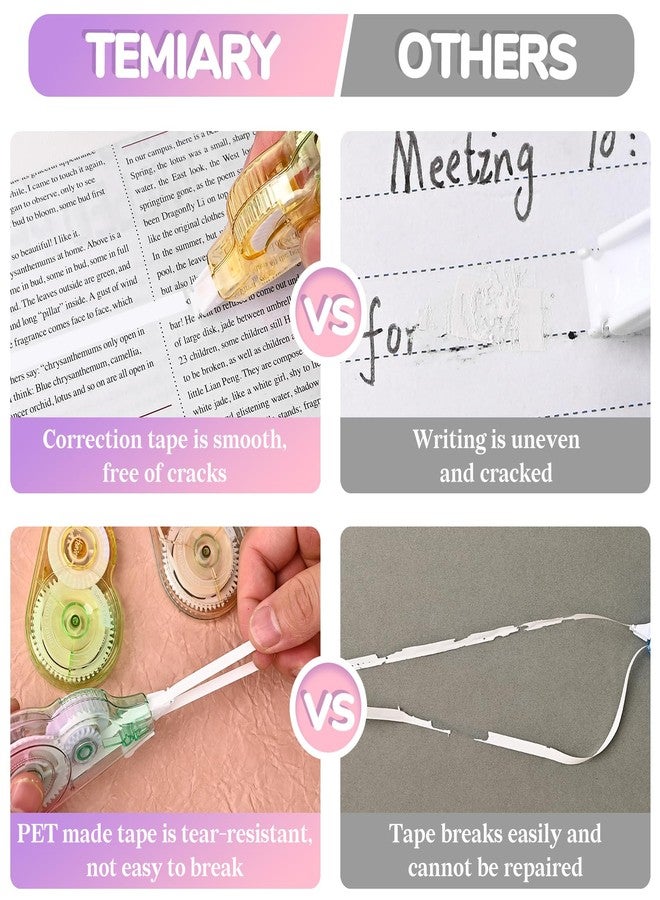 Temiary 6 Pcs Correction Tapes for Instant Corrections, Easy To Use White Smooth Pull Out Tape, Aesthetic Tape for School Office (Gradient) - Image 4