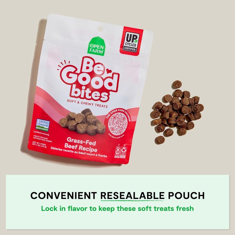 Open Farm, Be Good Bites, Soft Dog Training Treats, Small & Chewy, Made with Ethically & Sustainably Sourced Ingredients, Non-GMO Fruits & Grains, Grass-Fed Beef Recipe, 6oz Pouch - Image 5