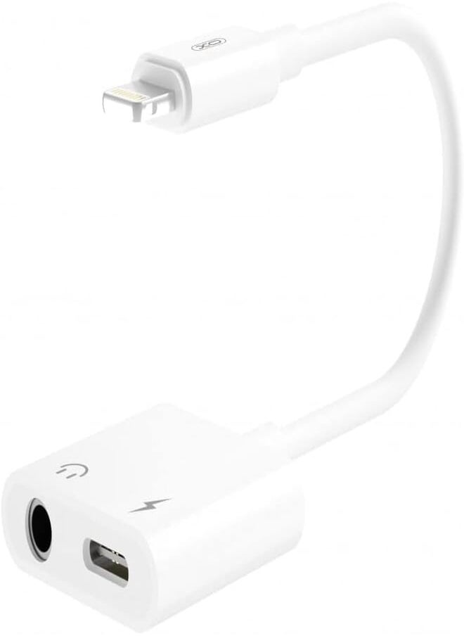 XO XO NBR172B Converter included Dual Lightning And Audio Port To Lightning Desinged With Practical Design And Over Temperature Protection While Useing Fits Fits Various Smart Devices - White 