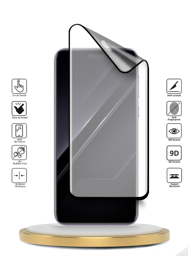Wtech Honor Magic7 RSR Porsche Design 5G 2024 Premium Edge-Pro Matte Ceramic Full Glue Full Cover Matte Flexible Screen Protector (MSGPCN) - Clear/Black - Image 2