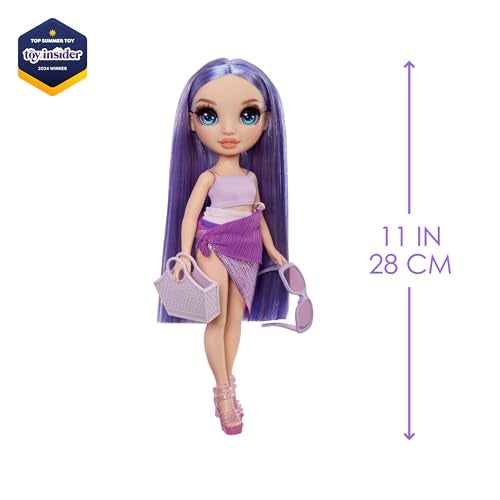 Rainbow High Swim & Style Violet, Purple 11" Fashion Doll with Shimmery Wrap to Style 10+ Ways, Removable Swimsuit, Sandals, Fun Play Accessories, Great Toy Gift for Girls Kids Ages 4-12 Years - Image 3