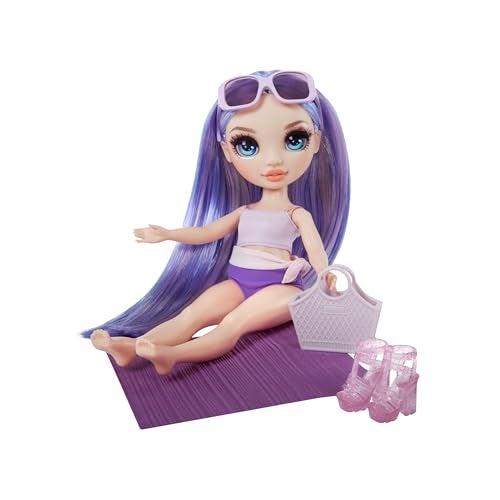 Rainbow High Swim & Style Violet, Purple 11" Fashion Doll with Shimmery Wrap to Style 10+ Ways, Removable Swimsuit, Sandals, Fun Play Accessories, Great Toy Gift for Girls Kids Ages 4-12 Years - Image 5