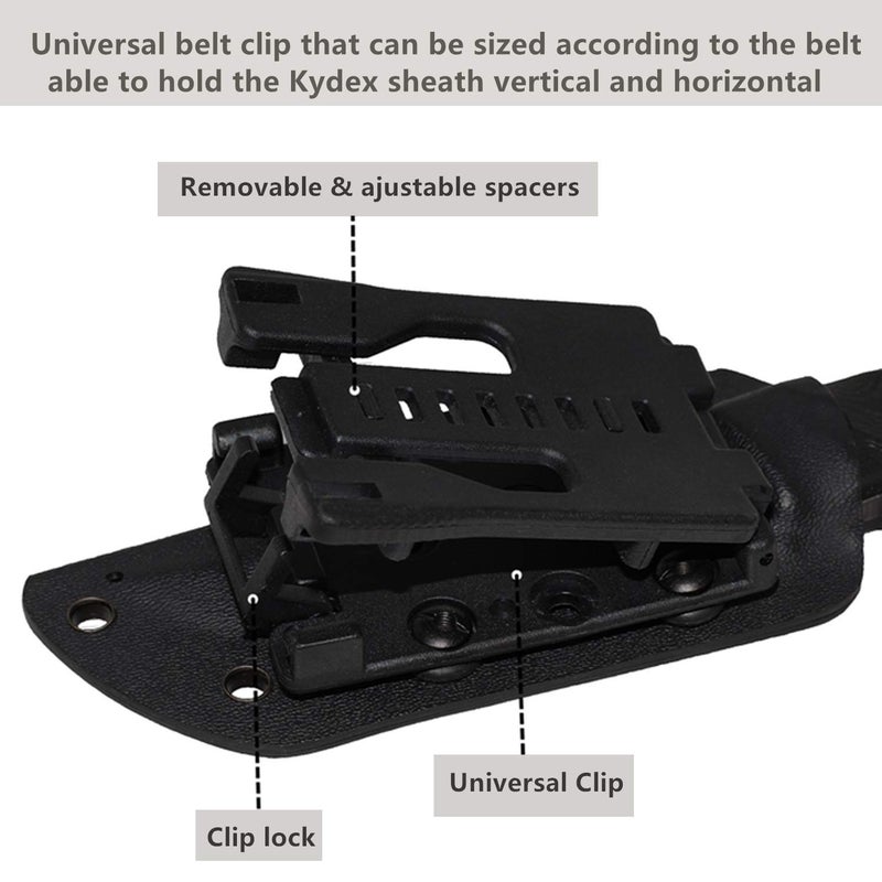 OERLA TAC OL-0022P Python Fixed Blade Outdoor Duty Straight Knife Full Tang 420HC Stainless Steel Field Knife Camping Knife with G10 Handle Waist Clip EDC Kydex Sheath (Black) - Image 4