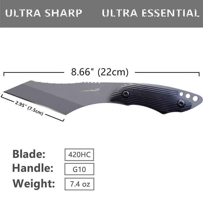 OERLA TAC OL-0022P Python Fixed Blade Outdoor Duty Straight Knife Full Tang 420HC Stainless Steel Field Knife Camping Knife with G10 Handle Waist Clip EDC Kydex Sheath (Black) - Image 2