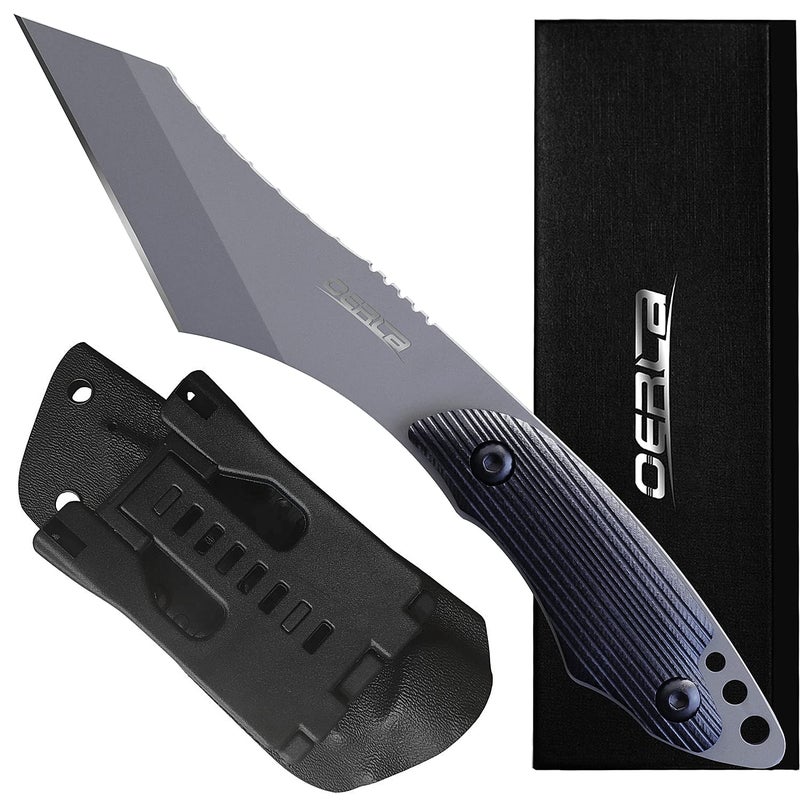 OERLA TAC OL-0022P Python Fixed Blade Outdoor Duty Straight Knife Full Tang 420HC Stainless Steel Field Knife Camping Knife with G10 Handle Waist Clip EDC Kydex Sheath (Black) - Image 1