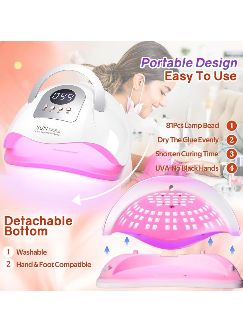 Generic UV LED Nail Lamp with 81 Beads, 380W Nail Curing Lamps for Gel Polish with Automatic Sensor/4 Timer Setting,Led Nail Dryer, Professional Nail Art Drying Tools for Fingernail and Toenail  - Image 3
