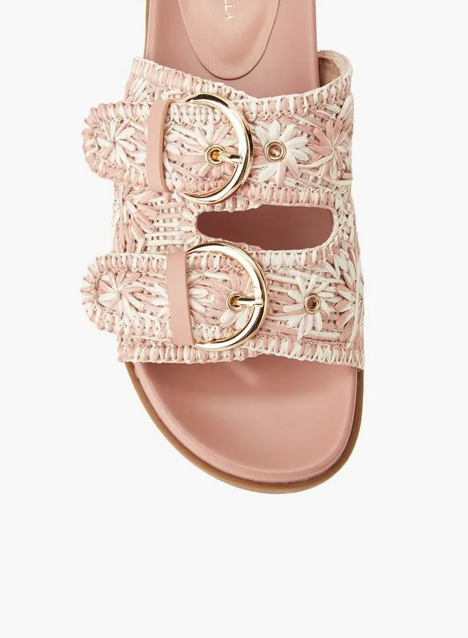 Flora Bella By Shoexpress PINK Women Textured Slip-On Sandals for Women | Best Price UAE