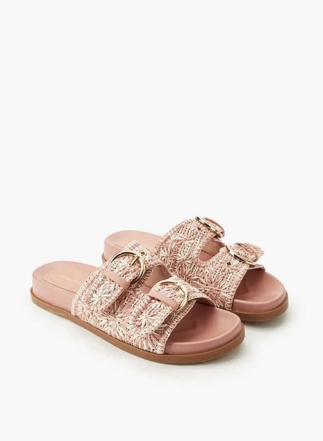 Flora Bella By Shoexpress PINK Women Textured Slip-On Sandals for Women | Best Price UAE