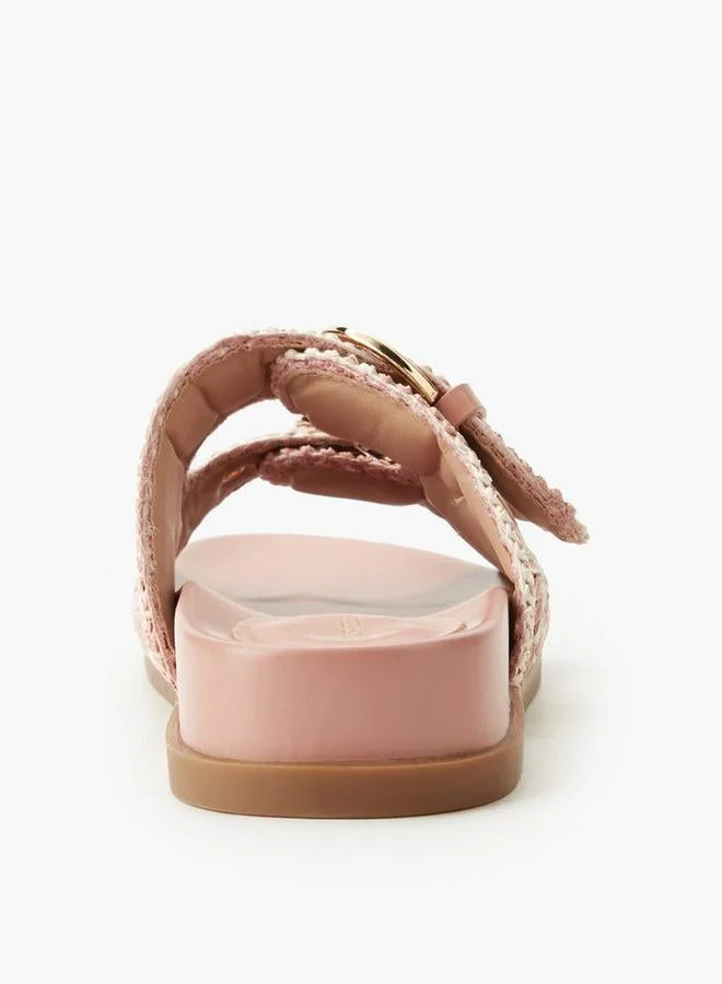 Flora Bella By Shoexpress PINK Women Textured Slip-On Sandals for Women | Best Price UAE