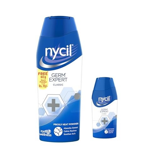 Nycil Germ Expert Classic Prickly Heat and Cooling Powder - 150 g + 60 g Free (Nycil Classic Powder) | Get Relief from Skin Problems - Image 1