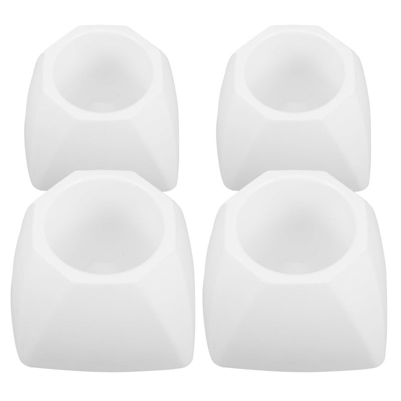 Octagonal Plastic Toilet Brush Holder Base Set Of 4 White Bathroom Accessories Storage Stand - Image 2