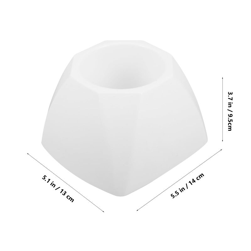 Octagonal Plastic Toilet Brush Holder Base Set Of 4 White Bathroom Accessories Storage Stand - Image 3