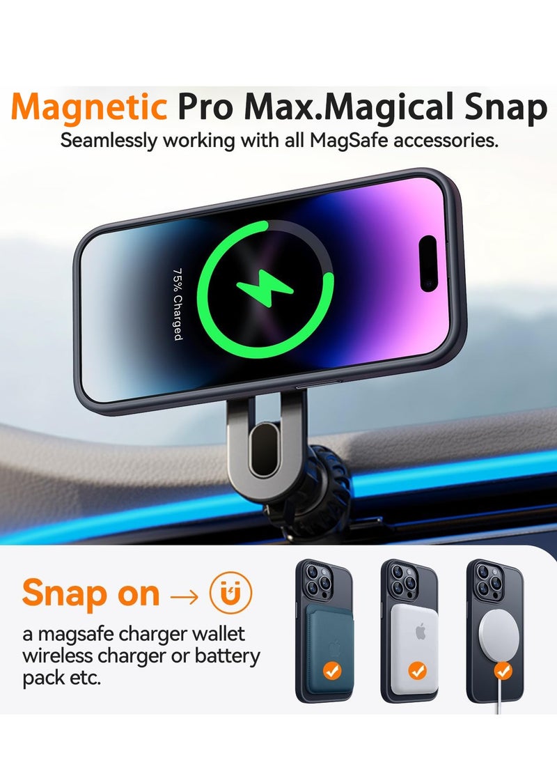 ESCASE Magnetic Cover for iPhone 14 Pro Max 6.7 inch, MagSafe Compatible, Translucent Frosted Slim Back Shockproof Case Black - Image 3