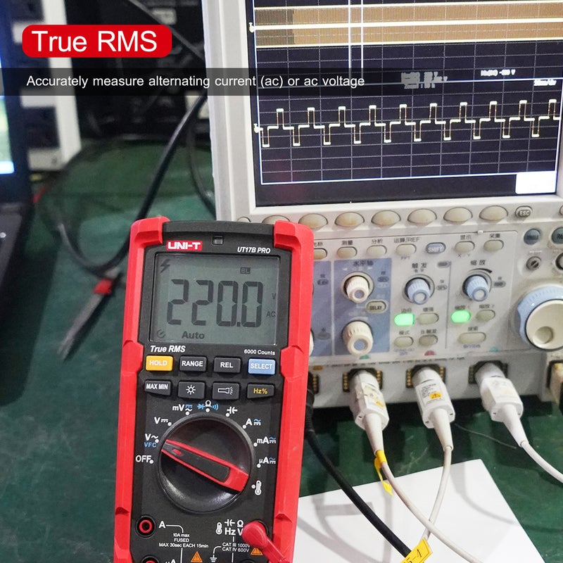 مقياس رقمي RMS حقيقي UNI-T، مقياس متعدد المدى التلقائي، مقياس عالمي عالدقة، 6000 عد، شاشة LCD خلفية إضاءة، مقياس فولتميتر-أمبيرميتر-وميتر (VOM) مع مصباح يدوي، وضع VFC، UT17B Pro - Image 4