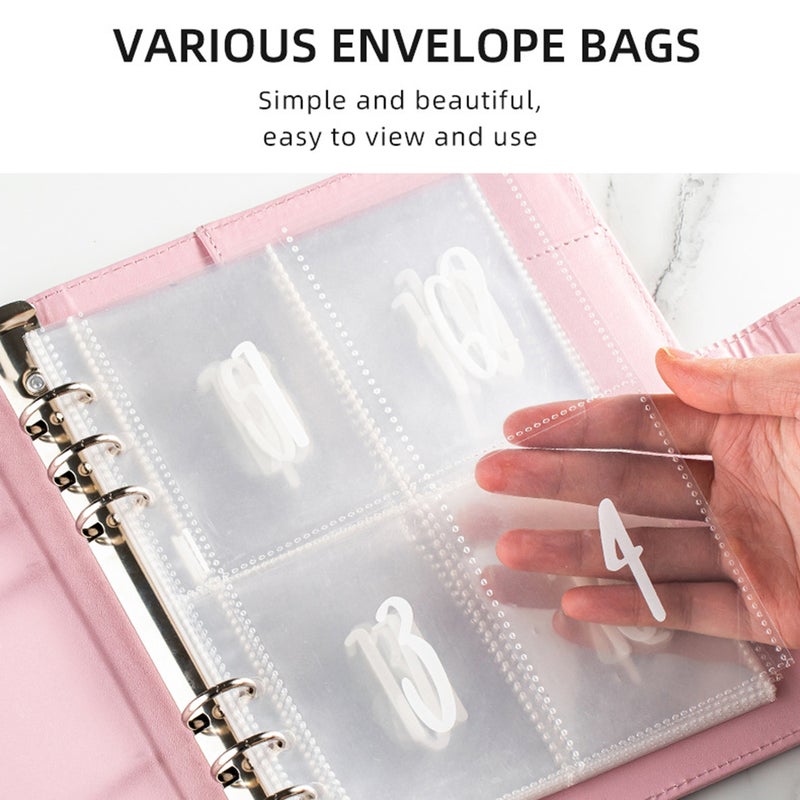 100 Envelopes Money Saving Challenge Budget Binder PU Leather Cover with Cash Envelope PVC Pocket Zipper/Digital Stickers Used as Money Organizer System Saving Planner Birthday Gift for Friends - Image 5