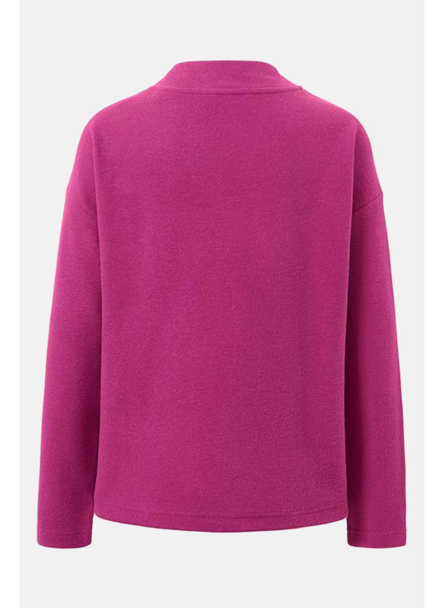 Tchibo Women Mock Neck Long Sleeve Knitted Sweatshirt, Purple  - Image 3