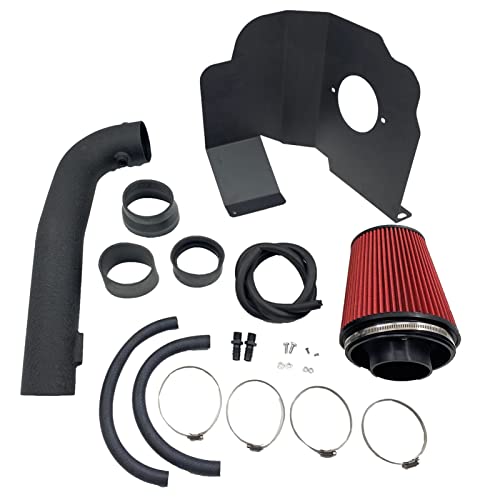 OBUYTO 4-Inch Cold Air Intake Kit with Heat Shield + Filter Compatible for Silverado 1500 14-18; Sierra 1500 14-18; for Cadillac Escalade Suburban Yukon Tahoe 15-20 5.3L 6.2L V8 (Black Tube & Red Filter) - Image 3