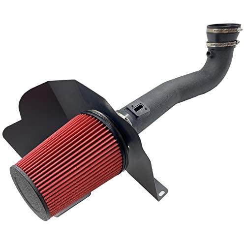 OBUYTO 4-Inch Cold Air Intake Kit with Heat Shield + Filter Compatible for Silverado 1500 14-18; Sierra 1500 14-18; for Cadillac Escalade Suburban Yukon Tahoe 15-20 5.3L 6.2L V8 (Black Tube & Red Filter) - Image 1