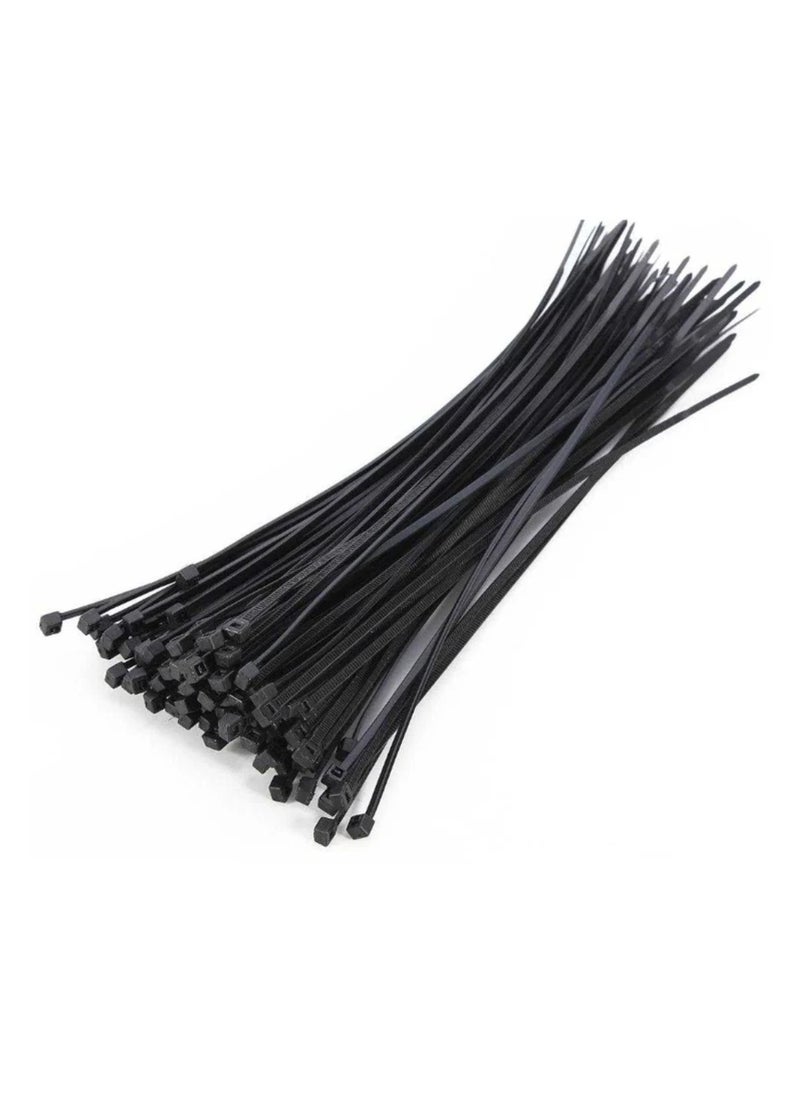 Yuwell 3.6X300MM Cable Ties 100 Pcs Wire Ties Self-Locking Heavy Duty Nylon Plastic Zip Ties Wraps For Office, Household And Outdoor Black 