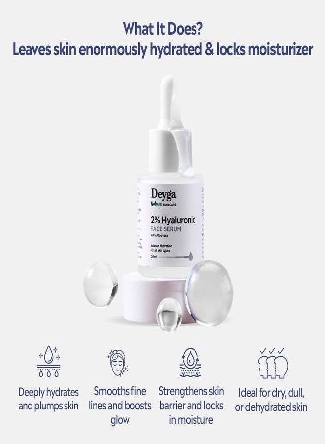 Deyga 2% Hyaluronic Face Serum (20ml) | Intense Hydration | Deep Moisture Boost | Plumps Skin | Reduces Dryness | For All Skin Types - Image 2