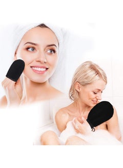 BOAO 5 Pieces Self Tanning Mitt Applicator Kit, Includes Exfoliating Glove, Tanning Mitt, Mini Face Mitt, Back Lotion Applicator with Self Tanner Brush Large Flat Top Makeup Brush (Black)  - Image 2
