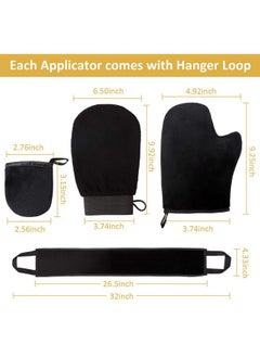 BOAO 5 Pieces Self Tanning Mitt Applicator Kit, Includes Exfoliating Glove, Tanning Mitt, Mini Face Mitt, Back Lotion Applicator with Self Tanner Brush Large Flat Top Makeup Brush (Black)  - Image 4
