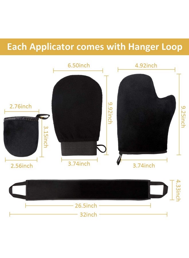 BOAO 5 Pieces Self Tanning Mitt Applicator Kit, Includes Exfoliating Glove, Tanning Mitt, Mini Face Mitt, Back Lotion Applicator with Self Tanner Brush Large Flat Top Makeup Brush (Black)  - Image 4