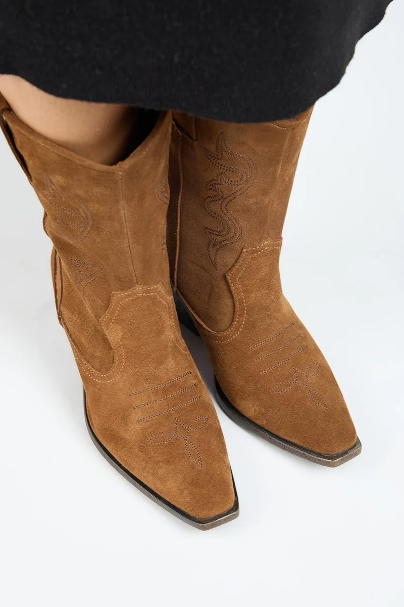 Manijero Manijero Aleyna Women's Genuine Leather Western Tan Boots