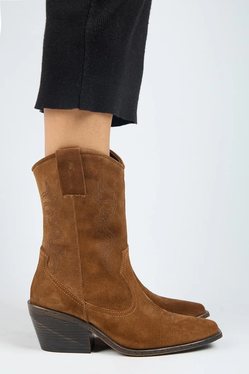 Manijero Manijero Aleyna Women's Genuine Leather Western Tan Boots