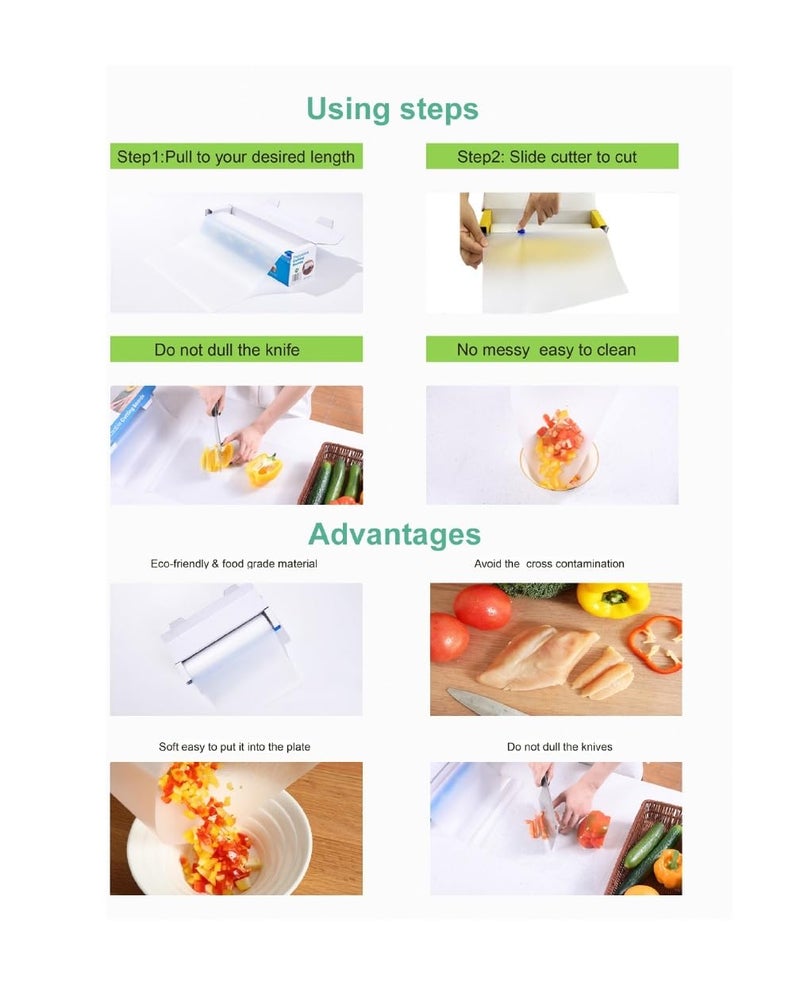 GROPOTIT Antibacterial Disposable Eco-Friendly Cutting Boards Roll, Large Flexible Chopping Mats, BPA Free Food Grade, Easy Clean-Up, for Kitchen & Outdoor (24X300cm) - Image 4