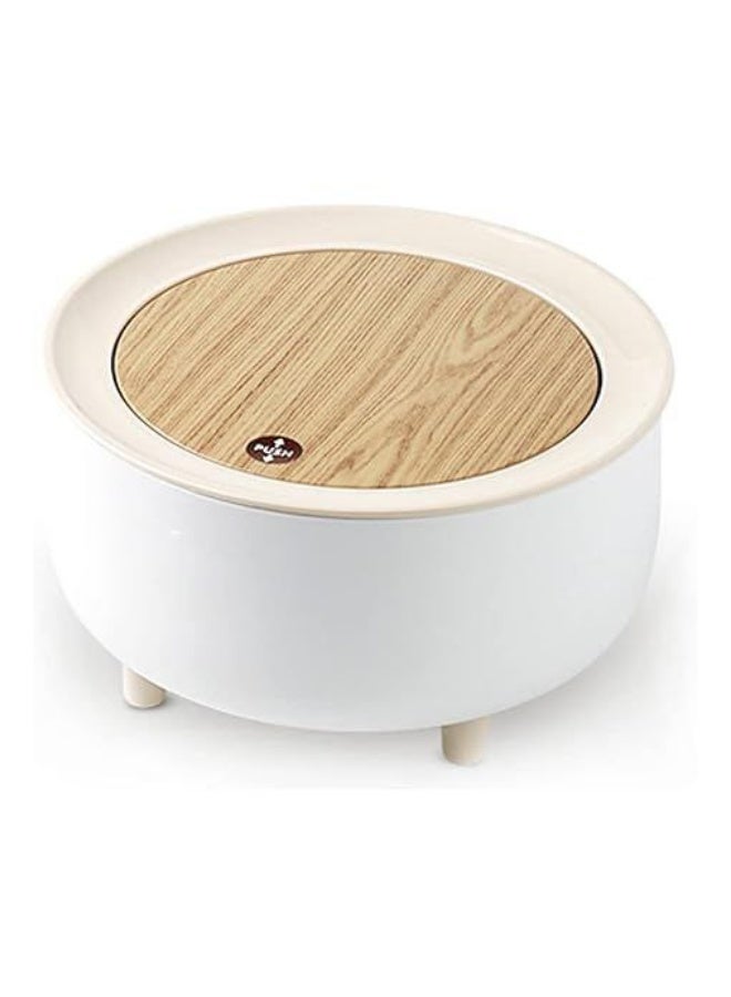 2-Piece Basket Set with Push Top Lid, Nordic Modern Plastic Waste Bin for Kitchen, Bathroom, Bedroom, Living Room, Office, Outdoor, Dog Resistant, Wood Push Top - Trash Can - Round Wastebasket - Garbage Basket for Chalets, Villas, and Houses - Push Top Trash Can - Waste Basket for Bathroom, Bedroom, Master, Living Room, and Kitchen - - Image 3