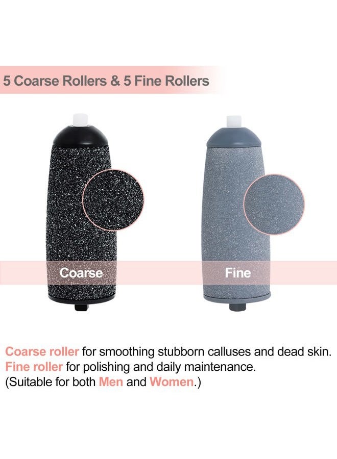 Piwerod 10 Pack Replacement Roller Refills Compatible with Finishing Touch Flawless Pedi Electric Tool File Include a Cleaning Brush (5 Coarse & 5 Fine Rollers) - Image 2